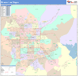 Greater Las Vegas Metro Area Wall Map Color Cast Style